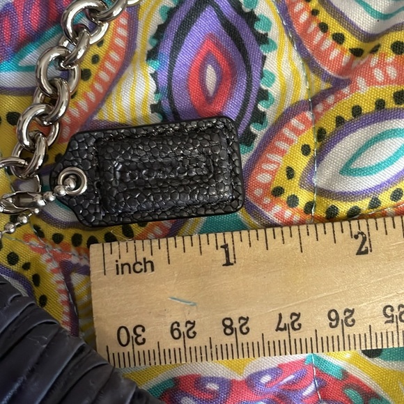 COACH UEC Vintage Blue Clutch or Shoulder Bag Ruched Leather Trim - Picture 16 of 16